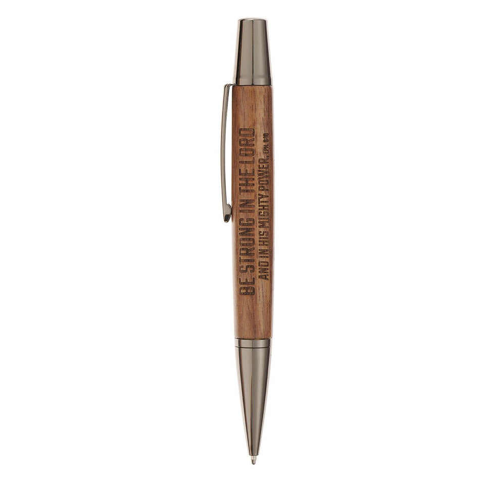 Be Strong in the Lord Brown Wooden Gift Pen - Ephesians 6:10 by Christian Art Gifts, product view 2