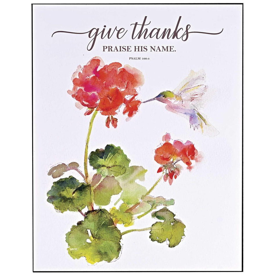 Red Hummingbird - Give Thanks - Psalm 100:4-14 x 11 Inch MDF Wood Block Sign by Dicksons, product view 2