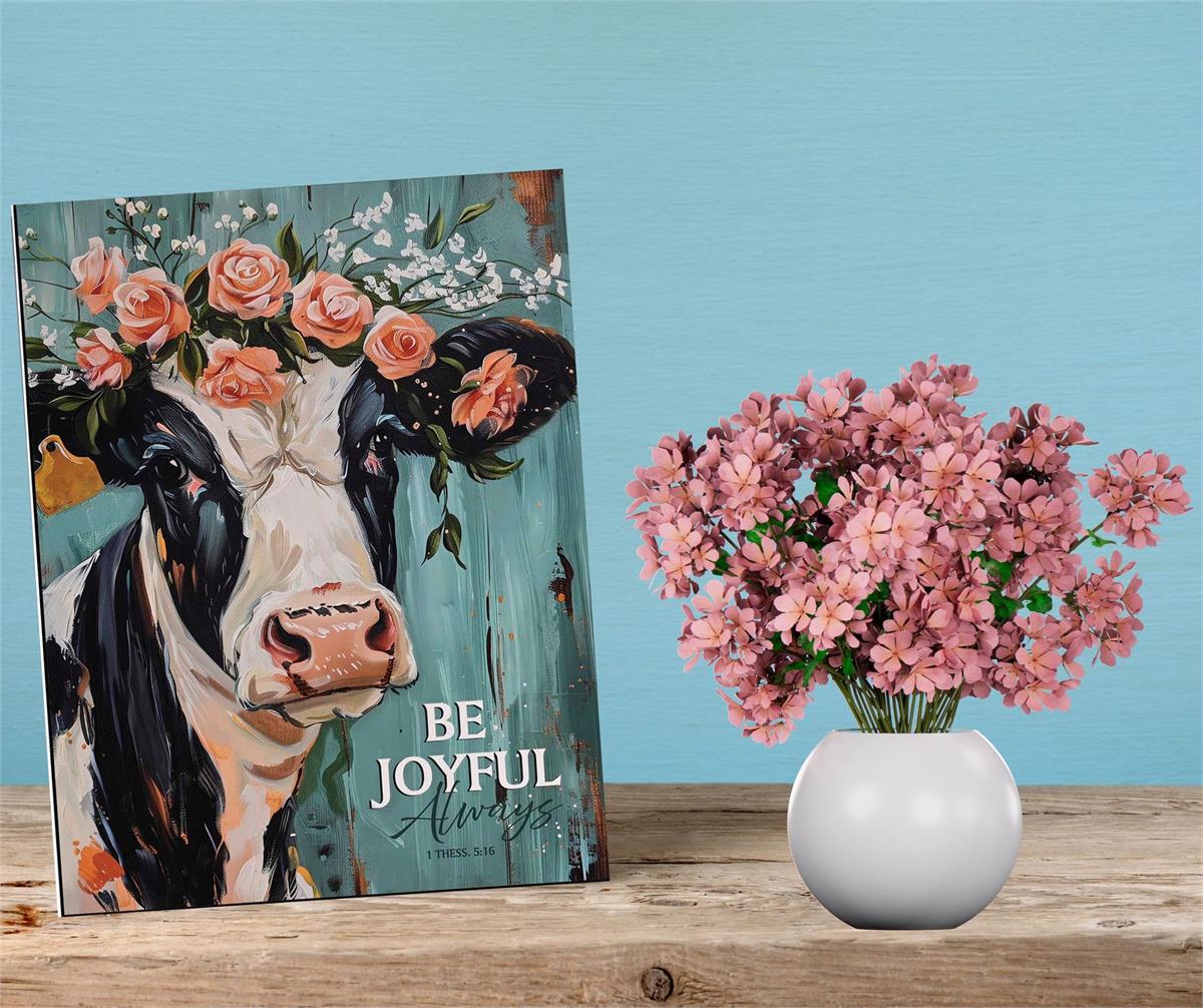 Black and White Cow - Be Joyful Always 1 Thessalonians 5:16 MDF Decorative Wall by Dicksons, product view 4