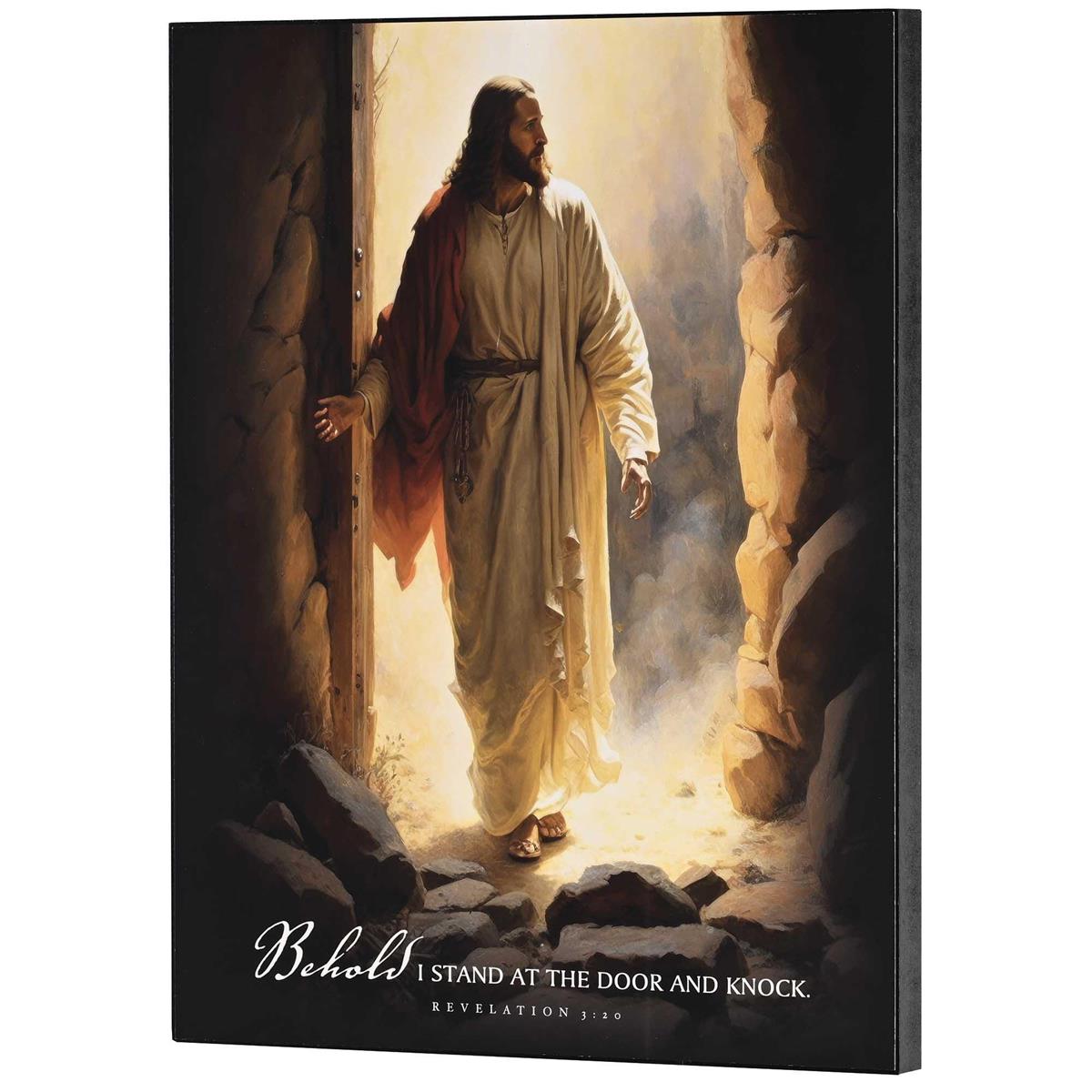 Behold Stand At The Door and Knock Revelation 3:20 Black MDF Decorative Wall by Dicksons