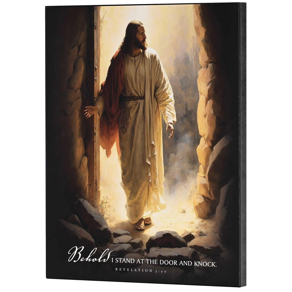 Behold Stand At The Door and Knock Revelation 3:20 Black MDF Decorative Wall by Dicksons
