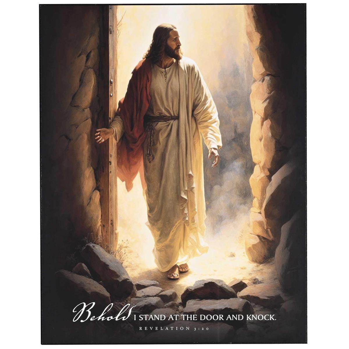 Behold Stand At The Door and Knock Revelation 3:20 Black MDF Decorative Wall by Dicksons, product view 2