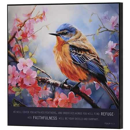 Inspirational Christian Wall Art Plaque 11.75 x 11.75 Inch MDF Robin Under His by Dicksons