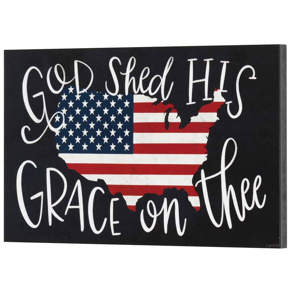 God Shed Grace On Thee Patriotic 14 x 9 MDF Decorative Wall Plaque by Dicksons