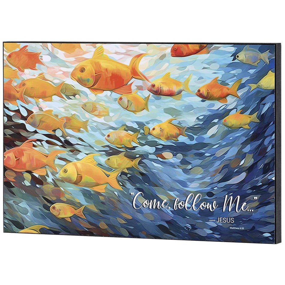 Come Follow Me, Matthew 4:18 Multicolor 15 x 10 Inch MDF Wood Wall Art Plaque by Dicksons