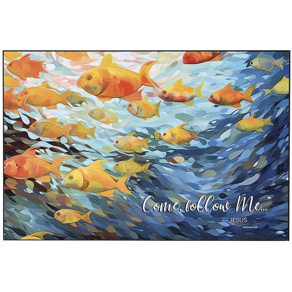 Come Follow Me, Matthew 4:18 Multicolor 15 x 10 Inch MDF Wood Wall Art Plaque by Dicksons, product view 2