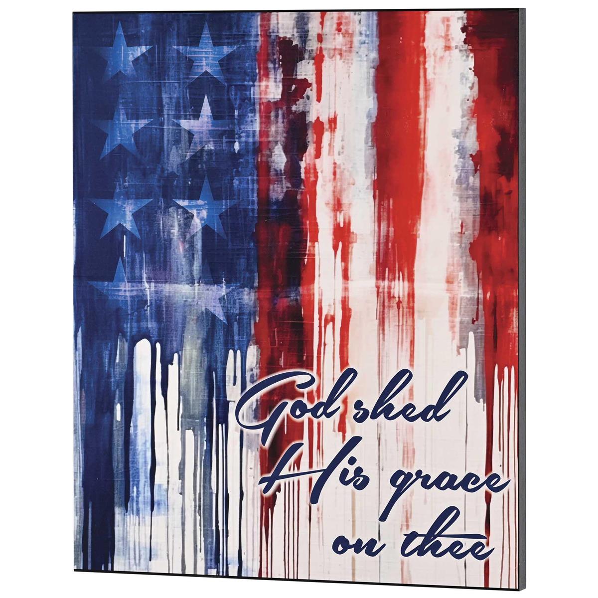 God Shed His Grace On Thee, Red/White/Blue 18 x 15 Inch MDF Wood Wall Art Plaque by Dicksons