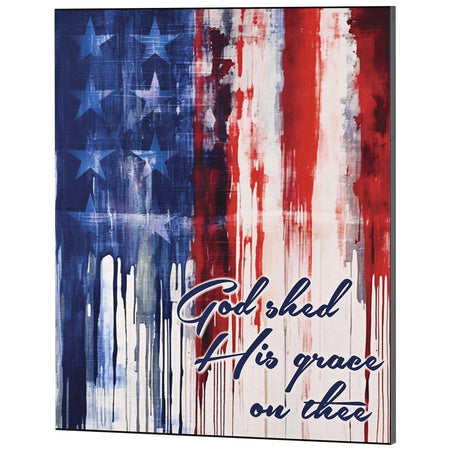God Shed His Grace On Thee, Red/White/Blue 18 x 15 Inch MDF Wood Wall Art Plaque by Dicksons