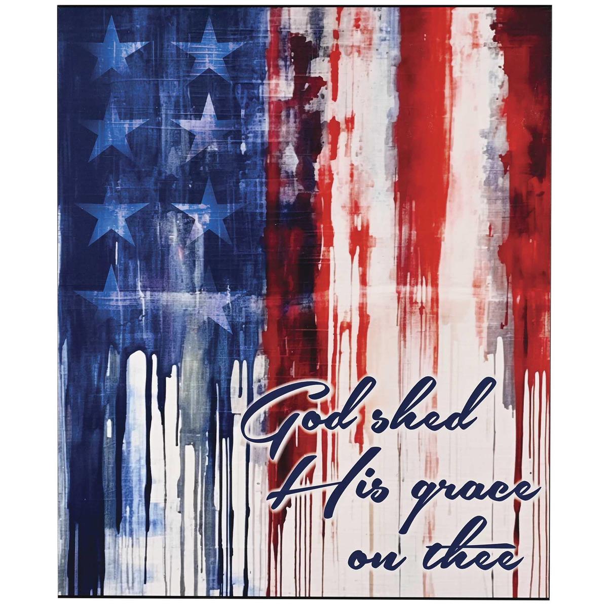 God Shed His Grace On Thee, Red/White/Blue 18 x 15 Inch MDF Wood Wall Art Plaque by Dicksons, product view 2