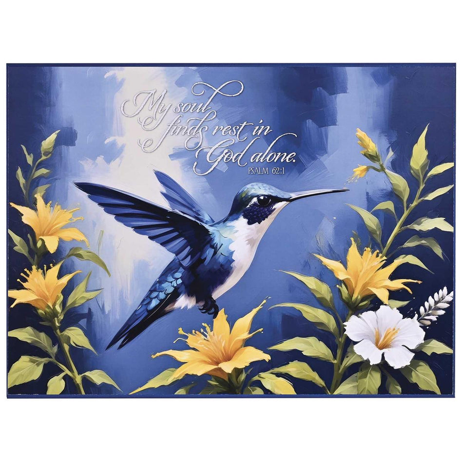 My Soul Finds Rest - Psalm 62:1-16 x 12 Inch Blue MDF Wood Block Sign by Dicksons, product view 2