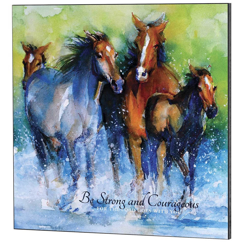Be Strong and Courageous - Joshua 1:9-20 Inch Blue/Green MDF Wood Block Sign by Dicksons