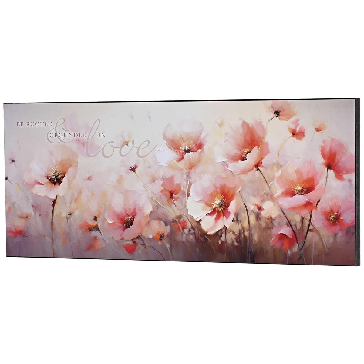 Inspirational Christian Wall Art Plaque 10 x 24 Inch MDF Floral Be Rooted by Dicksons