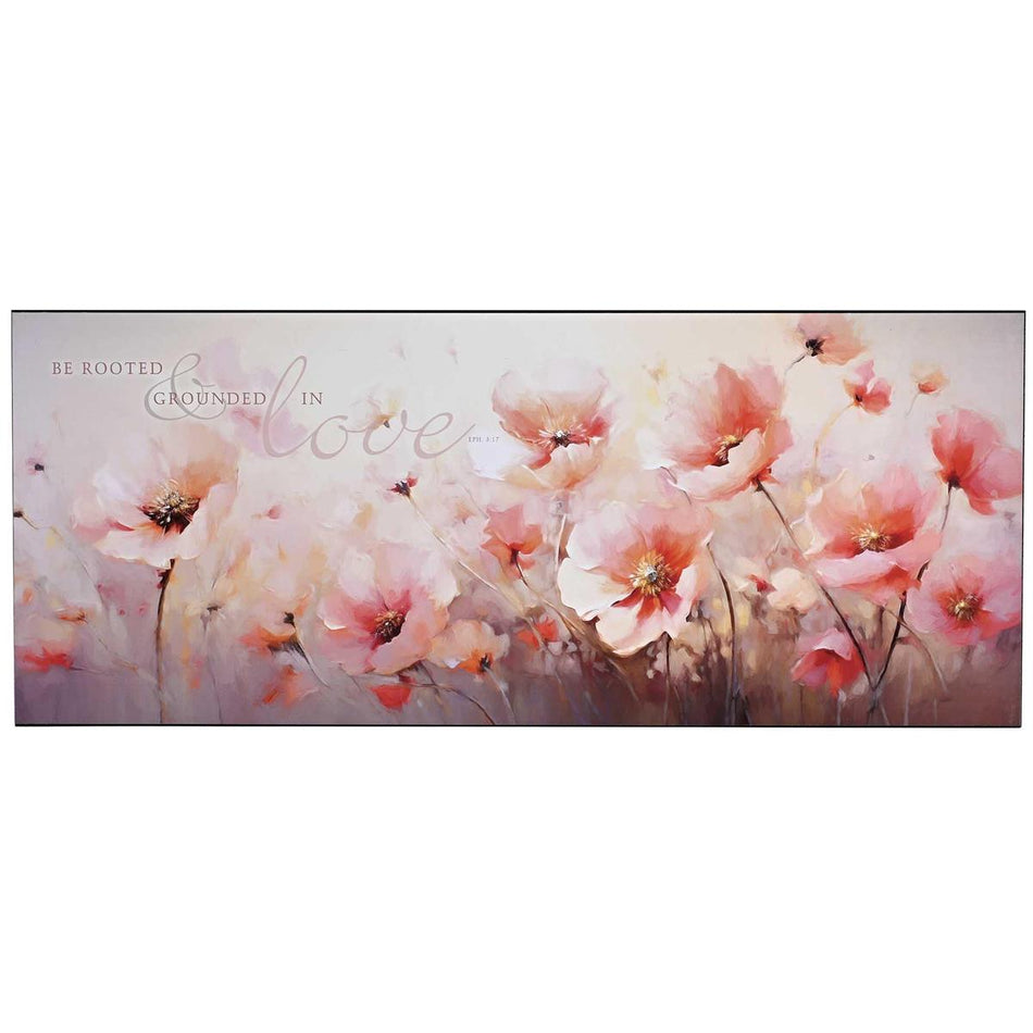 Inspirational Christian Wall Art Plaque 10 x 24 Inch MDF Floral Be Rooted by Dicksons, product view 2