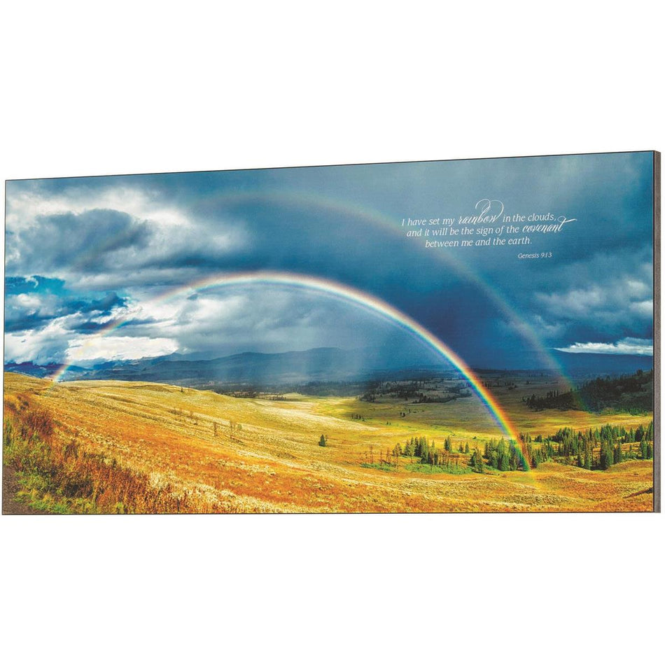 Rainbow in Clouds Covenant Sign Blue 24 x 12 MDF Wall Art Sign Plaque by Dicksons
