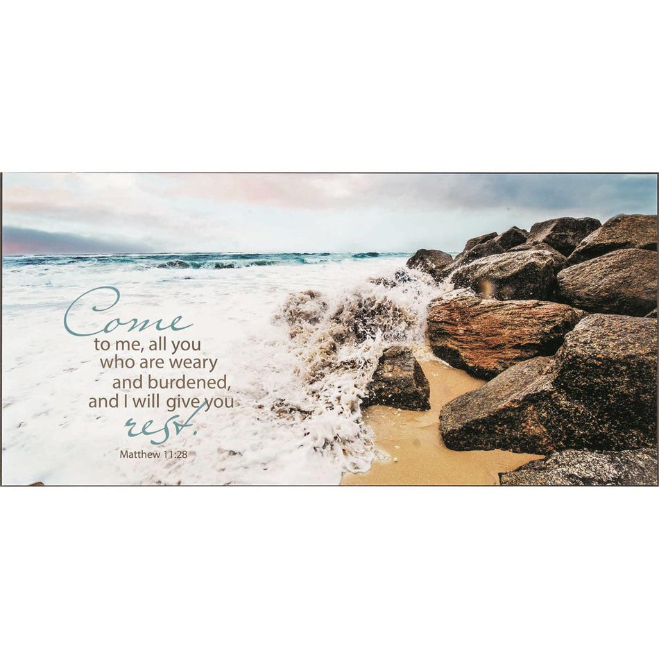 Plaque Wall Sunset Shores Matt.11:28 MDF by Dicksons