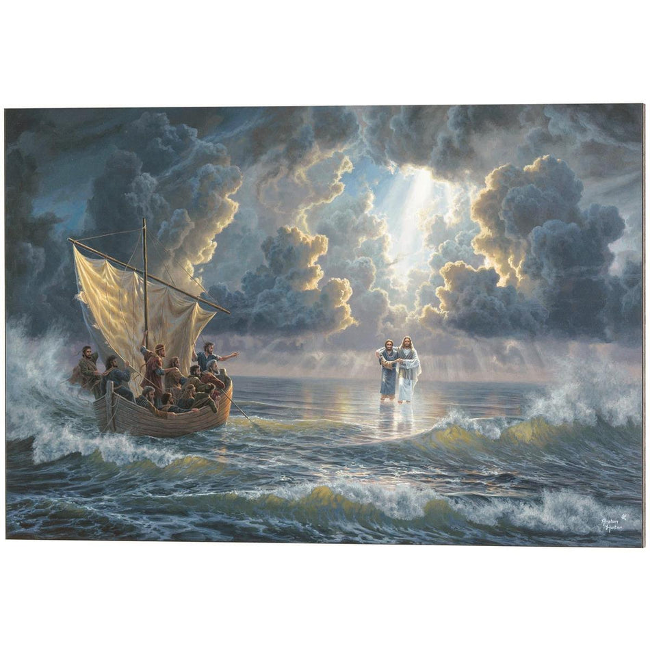 Jesus Walking On Water 30 x 20 MDF Wall Art Sign Plaque by Dicksons