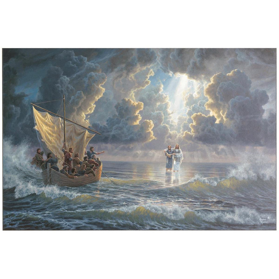 Jesus Walking On Water 30 x 20 MDF Wall Art Sign Plaque by Dicksons, product view 2