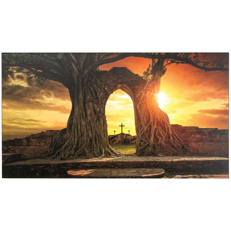 Majestic Sunset Over Trees and Cross 36 x 20 MDF Decorative Wall and Tabletop by Dicksons