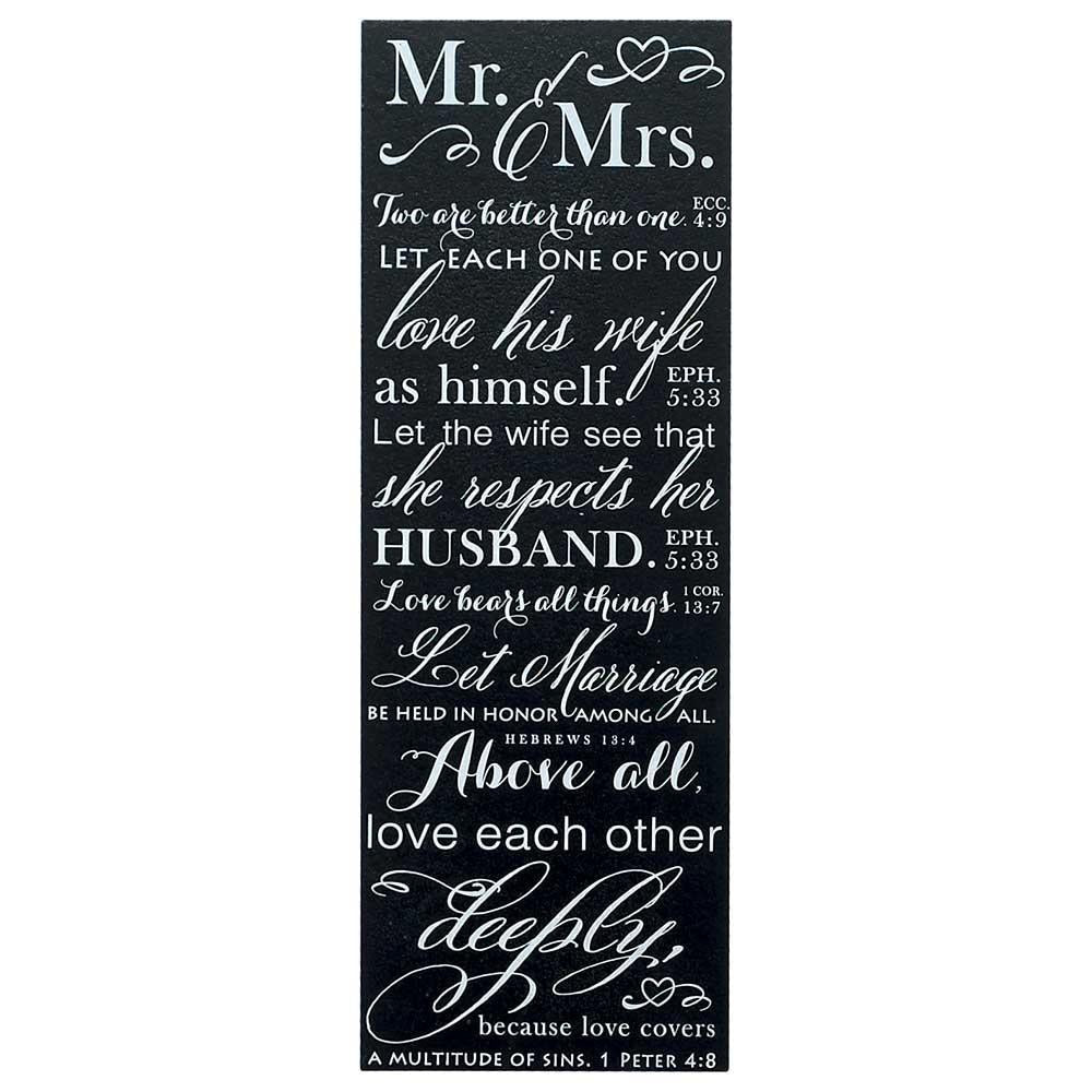 Mr and Mrs Love Verses Black and White 5 x 14 Wood Wall Art Sign Plaque by Dicksons