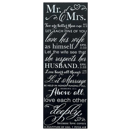 Mr and Mrs Love Verses Black and White 5 x 14 Wood Wall Art Sign Plaque by Dicksons