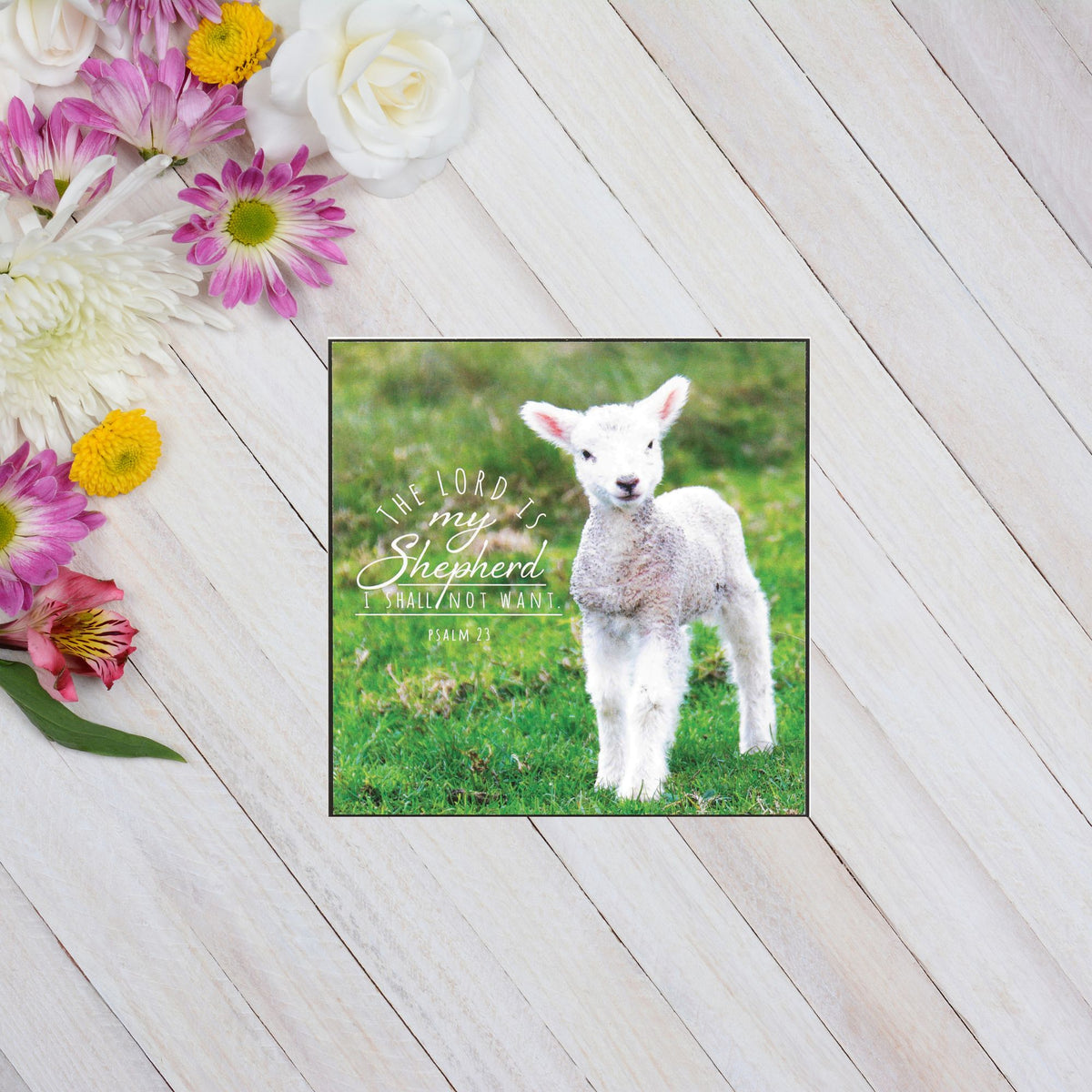 Lord Is My Shepard White Lamb 6 x 6 MDF Decorative Wall and Tabletop Frame by Dicksons, product view 4