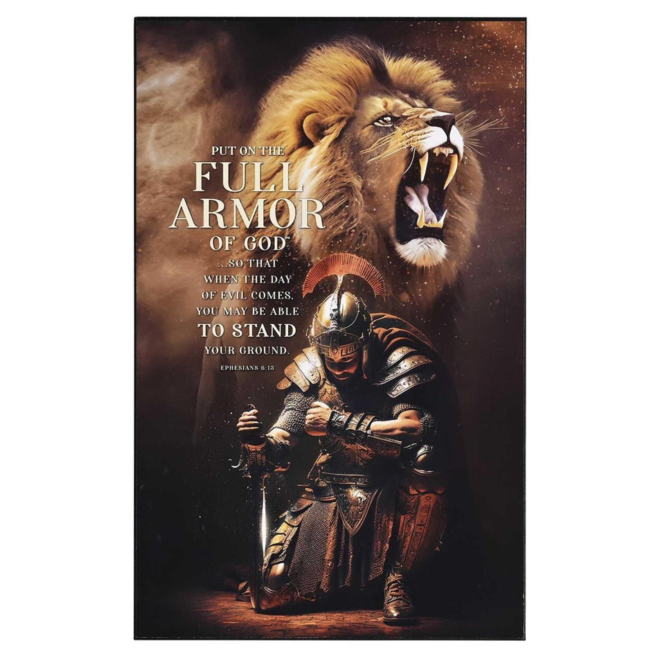 The Full Armor Of God Ephesians 6:13 Golden Brown and Black MDF Decorative Wall by Dicksons, product view 2
