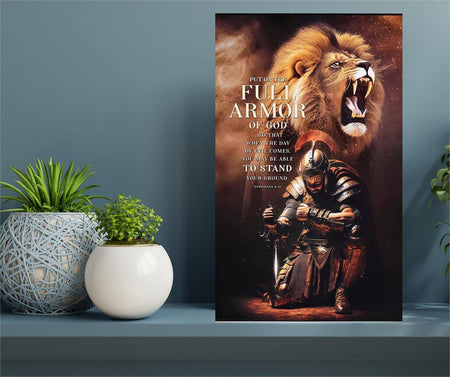 The Full Armor Of God Ephesians 6:13 Golden Brown and Black MDF Decorative Wall by Dicksons, product view 4