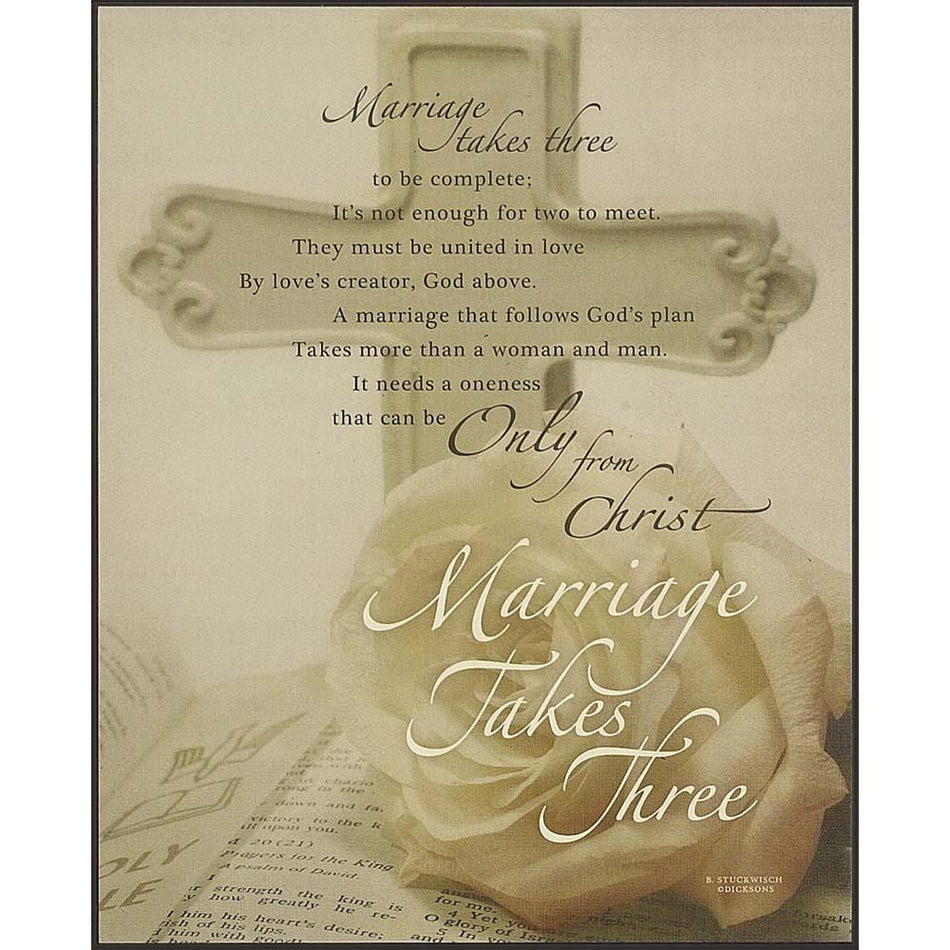 Marriage Takes Three Cross Ivory 8 x 10 Wood Wall Sign Plaque by Dicksons