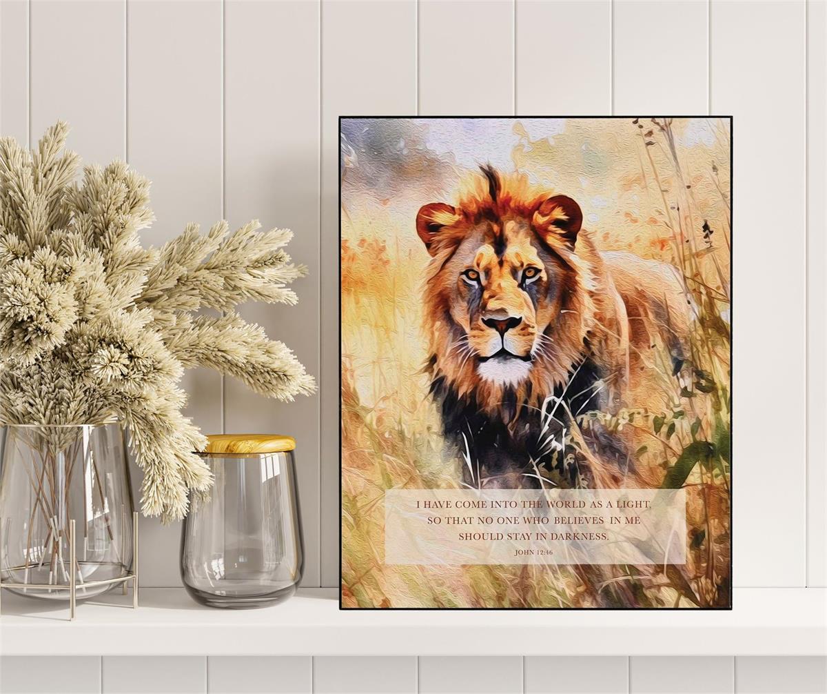 Inspirational Christian Wall Art Plaque 7.75 x 9.75 Inch MDF Lion Come by Dicksons, product view 4