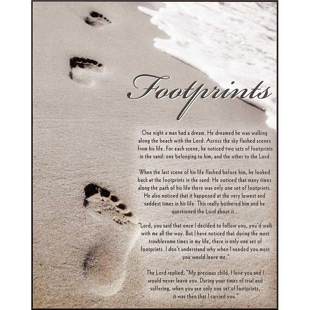 Footprints Sentimental Poem Sandy Beach with Waves 8 x 10 Wood Wall Sign Plaque by Dicksons
