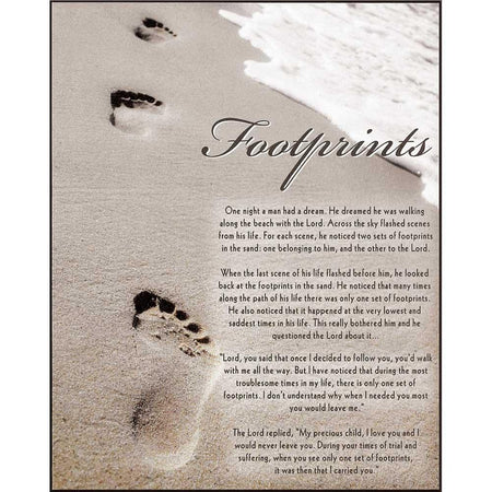 Footprints Sentimental Poem Sandy Beach with Waves 8 x 10 Wood Wall Sign Plaque by Dicksons
