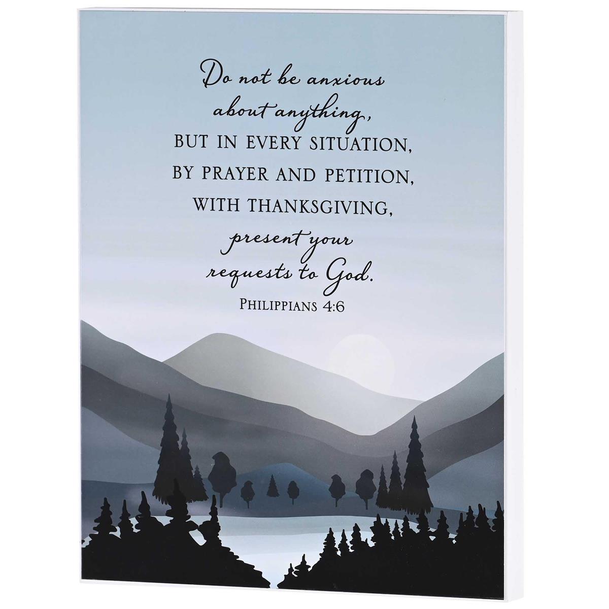 Do Not Be Anxious, Philippians 4:6 Blue/Grey 10 x 8 Inch MDF Wood Wall Art by Dicksons