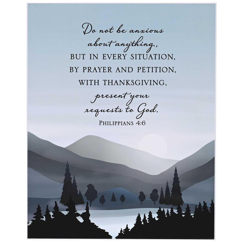 Do Not Be Anxious, Philippians 4:6 Blue/Grey 10 x 8 Inch MDF Wood Wall Art by Dicksons, product view 2