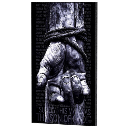 Nailed Hand Son Of God - Mark 15:22-39 - 16 x 9 Inch Black MDF Wood Block Sign by Dicksons