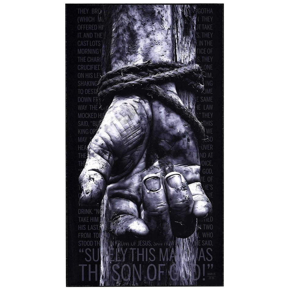 Nailed Hand Son Of God - Mark 15:22-39 - 16 x 9 Inch Black MDF Wood Block Sign by Dicksons, product view 2