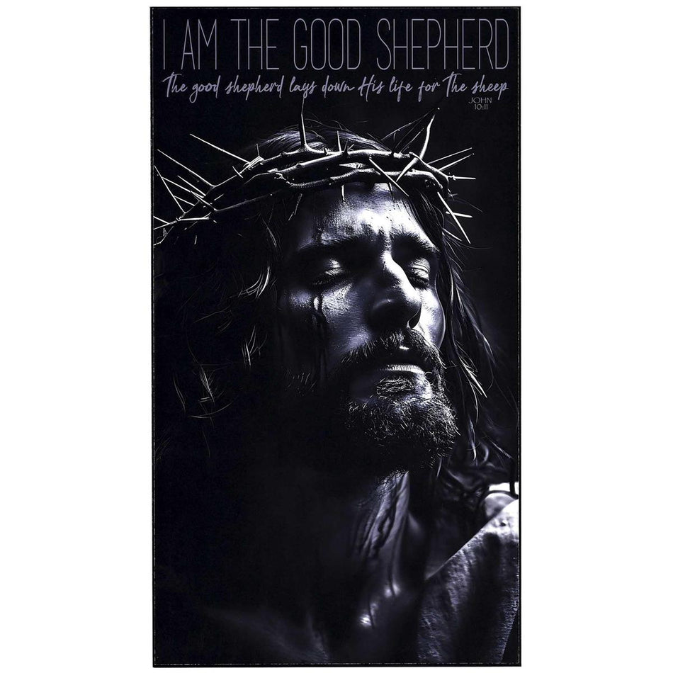 The Good Shepherd John 10:11 - Crowned Head Of Christ - 16 x 9 Inch Black MDF by Dicksons, product view 2