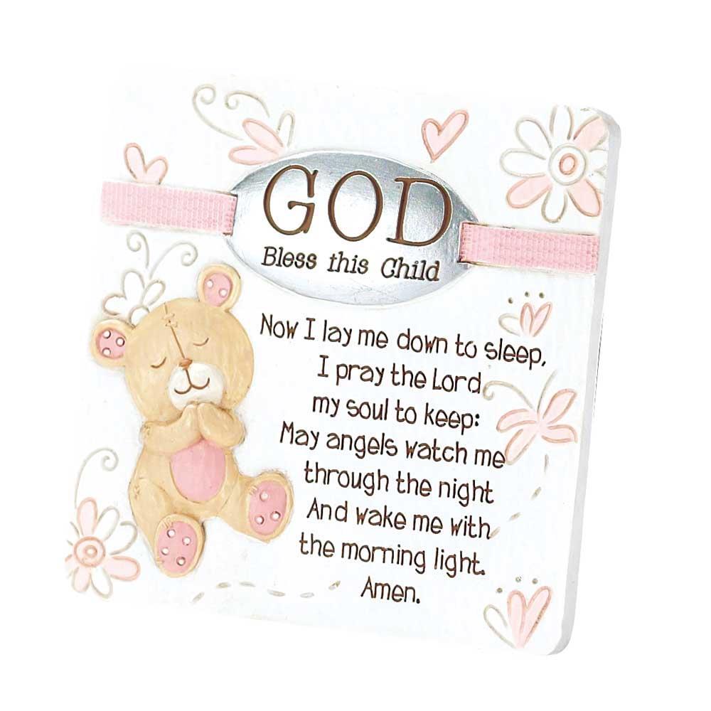 Baby Bear God Bless This Child Tabletop/Wall Plaque for Girl, White by Dicksons