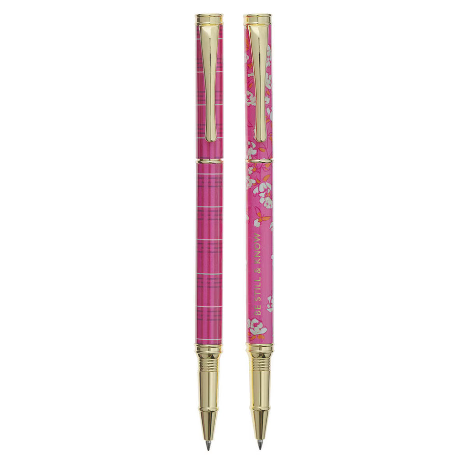 Be Still and Know Pink Plaid Pen Set - Psalm 46:10