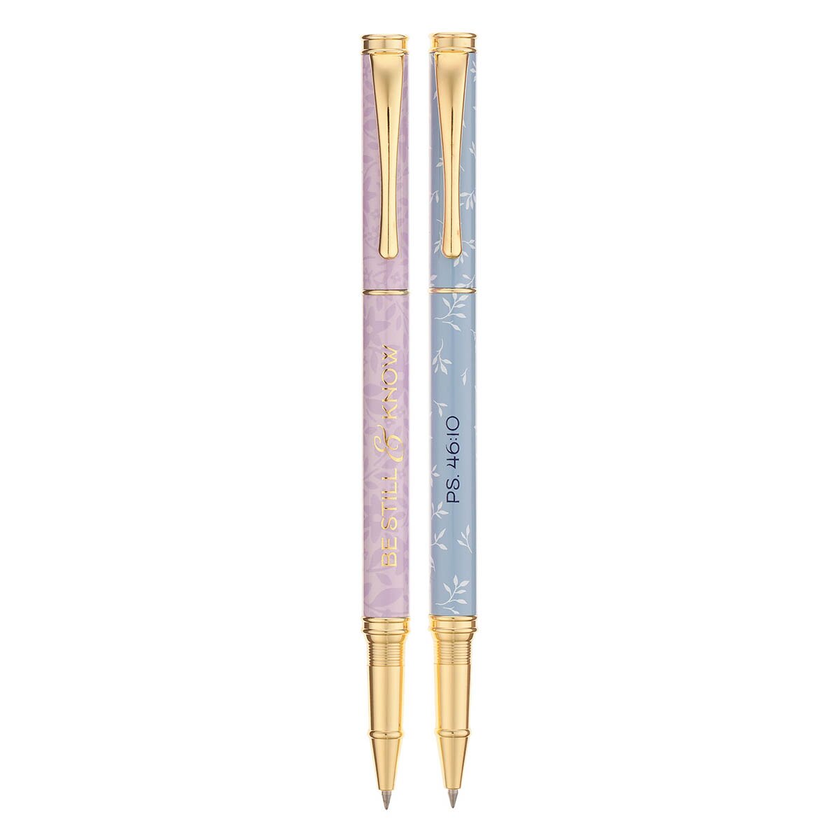 Be Still and Know Blue and Pink Floral Pen Gift Set - Psalm 46:10 by Christian Art Gifts, product view 2