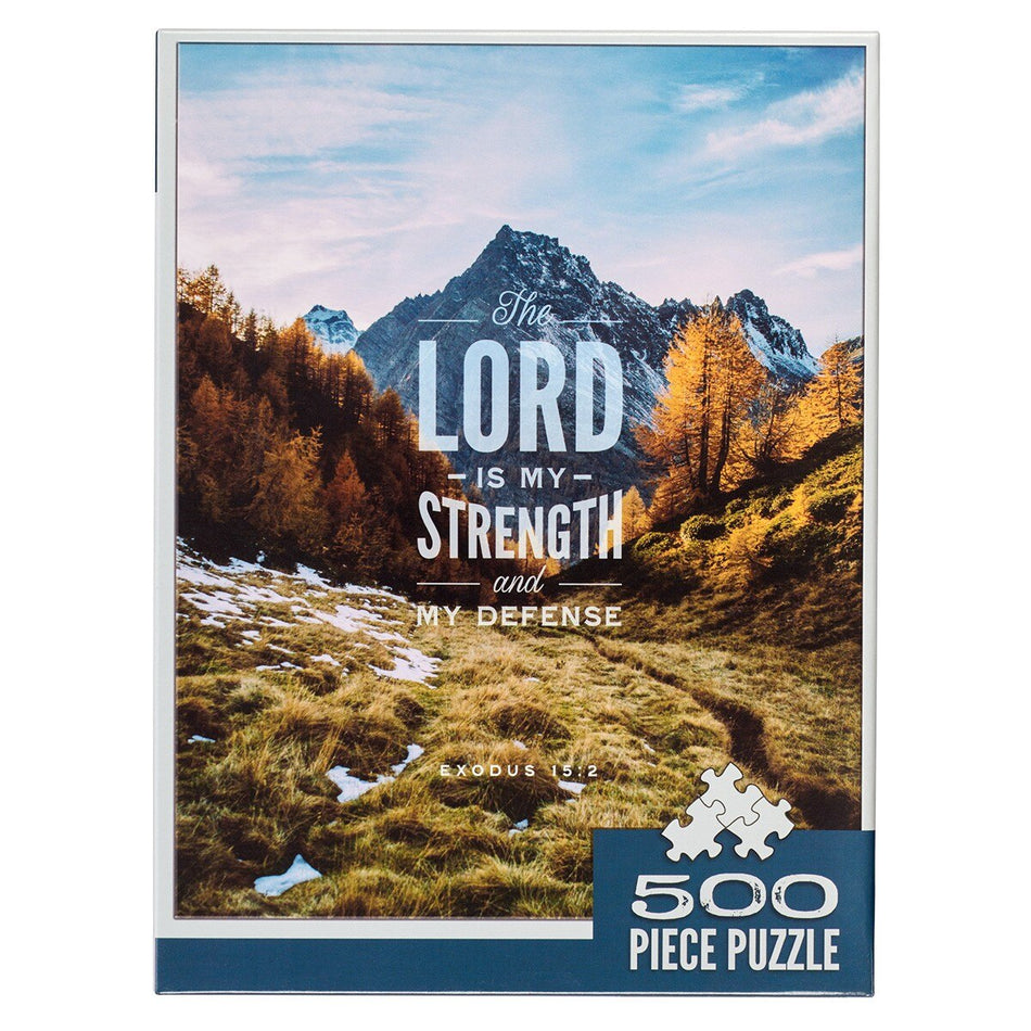 Strength & Defense Mountain Top 500-piece Jigsaw Puzzle - Exodus 15:2 by Christian Art Gifts