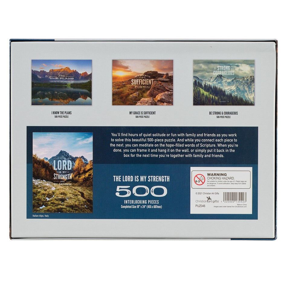 Strength & Defense Mountain Top 500-piece Jigsaw Puzzle - Exodus 15:2 by Christian Art Gifts, product view 2
