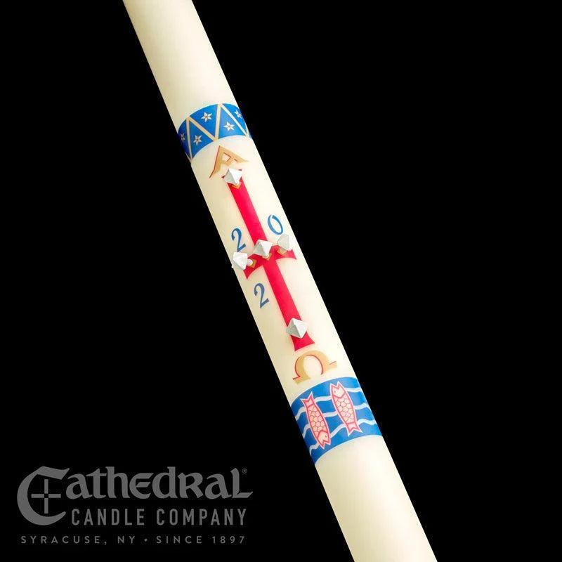 Paschal Candle - Benedictine, one of the items in the Benedictine Paschal Candle with Matching Side Altar Candles. A photograph of the assembled set is pending.
