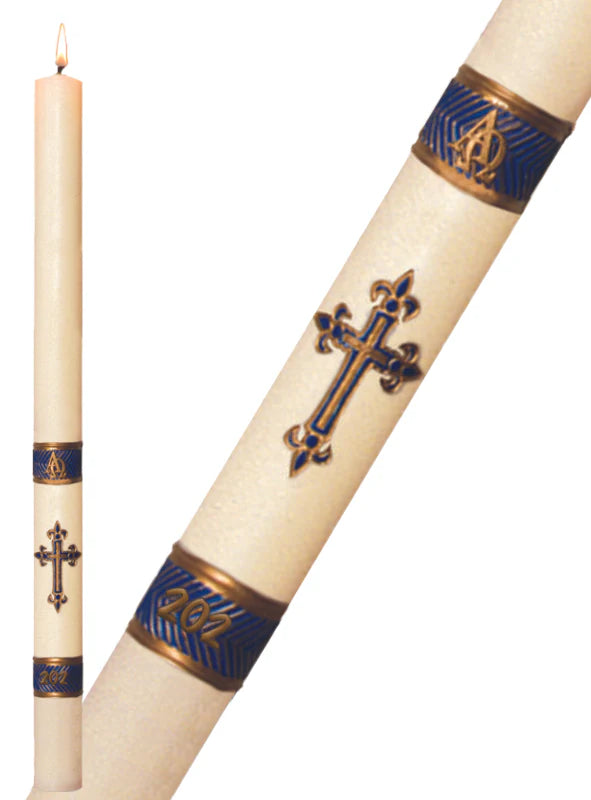 Paschal Candle - Blue Fleur de Lis