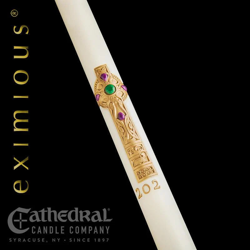 Paschal Candle - Cross of Erin, one of the items in the Cross of Erin Paschal Candle with Matching Side Altar Candles. A photograph of the assembled set is pending.