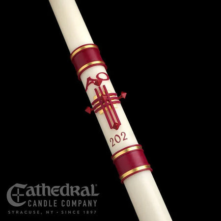 Paschal Candle - Crux Trinitas, one of the items in the Crux Trinitas Paschal Candle with Matching Side Altar Candles. A photograph of the assembled set is pending.