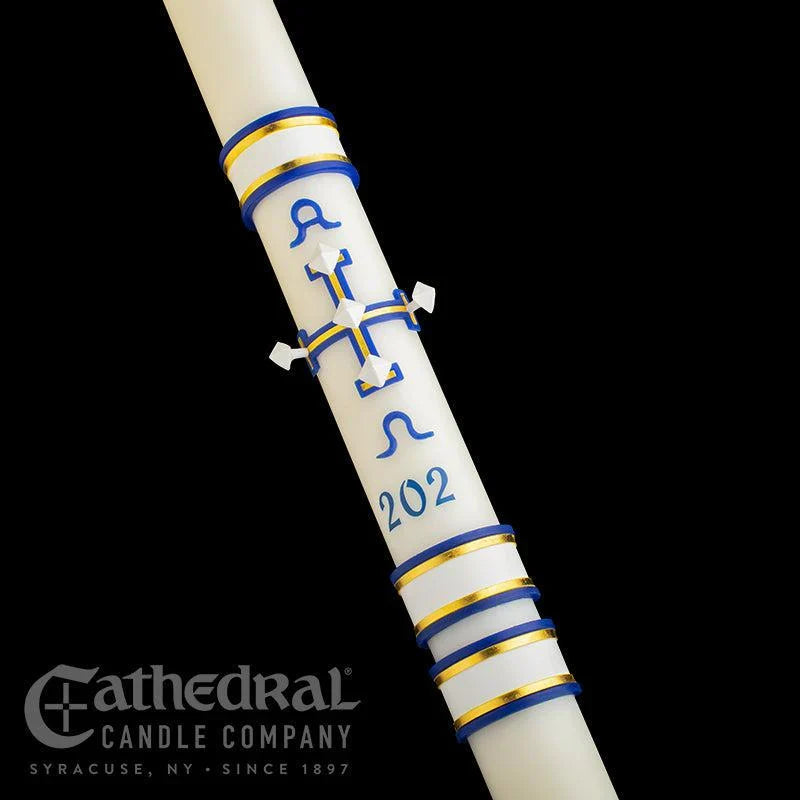 Paschal Candle - Eternal Glory, one of the items in the Eternal Glory Paschal Candle with Matching Side Altar Candles. A photograph of the assembled set is pending.