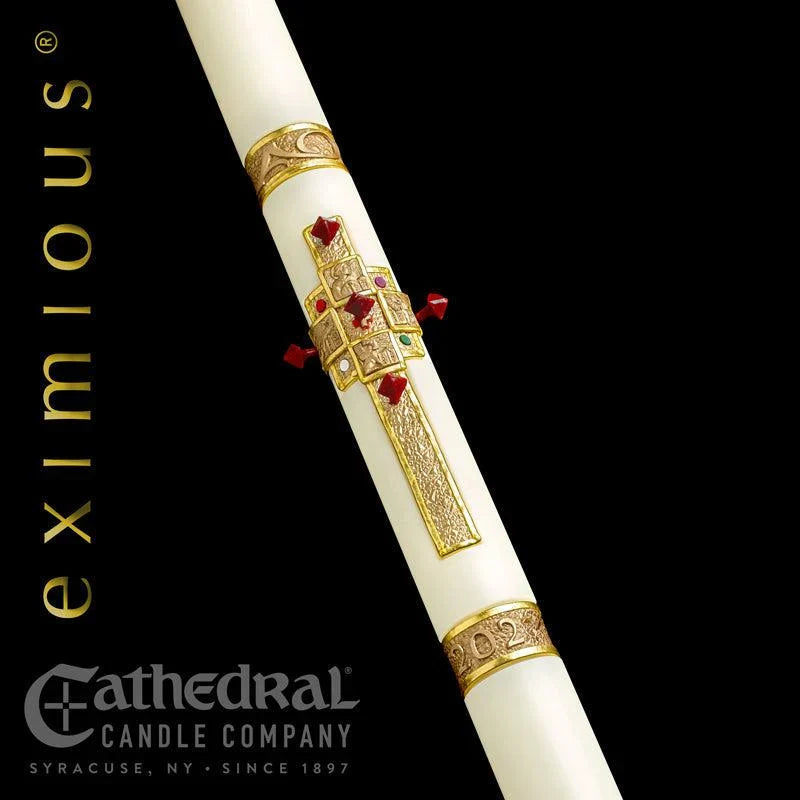 Paschal Candle - Evangelium, one of the items in the Evangelium Paschal Candle with Matching Side Altar Candles. A photograph of the assembled set is pending.