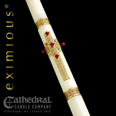 Paschal Candle - Evangelium, one of the items in the Evangelium Paschal Candle with Matching Side Altar Candles. A photograph of the assembled set is pending.