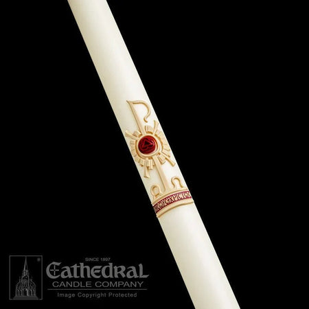 Paschal Candle - Holy Trinity, one of the items in the Holy Trinity Paschal Candle with Matching Side Altar Candles. A photograph of the assembled set is pending.
