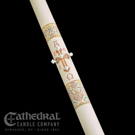 Paschal Candle - Investiture or Coronation, one of the items in the Investiture or Coronation Paschal Candle with Matching Side Altar Candles. A photograph of the assembled set is pending.